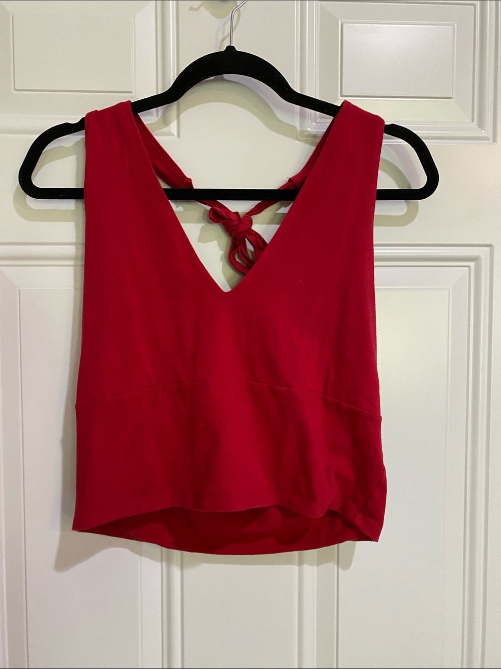 Hollister Red V-Neck Tie-Back Crop Tank